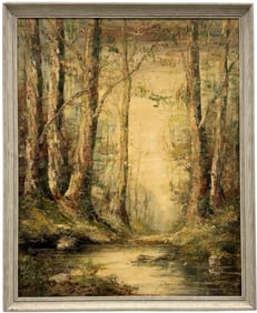 Vintage American School Landscape Oil Painting