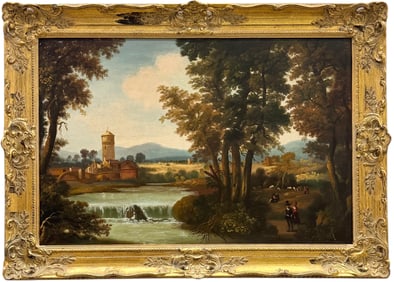 Continental School Landscape Painting With Castle