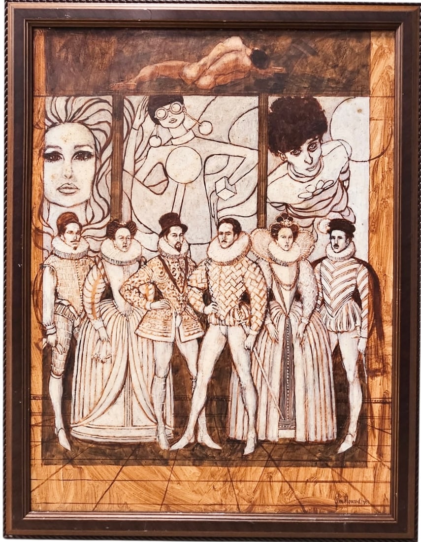 JIM HOWARD (20th c, American) Fashion Illustrator: Oil on board 18 x 24 in, 20 1/2 x 26 1/2 in (framed)