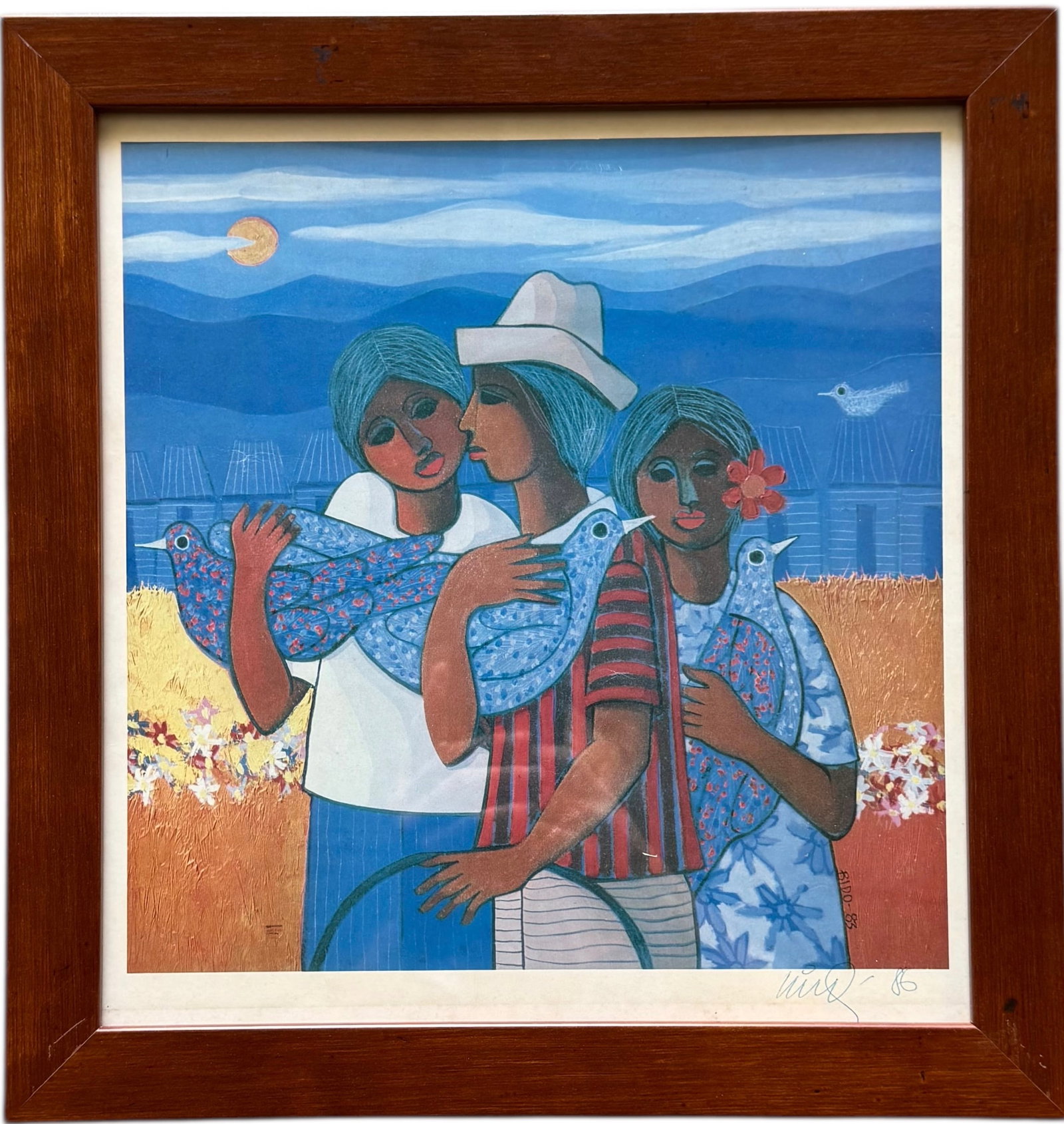 CANDIDO BIBO Dominican Republic Hand Signed Print: 14 x 14 1/2 in. Domestic Flat Shipping Price: $55