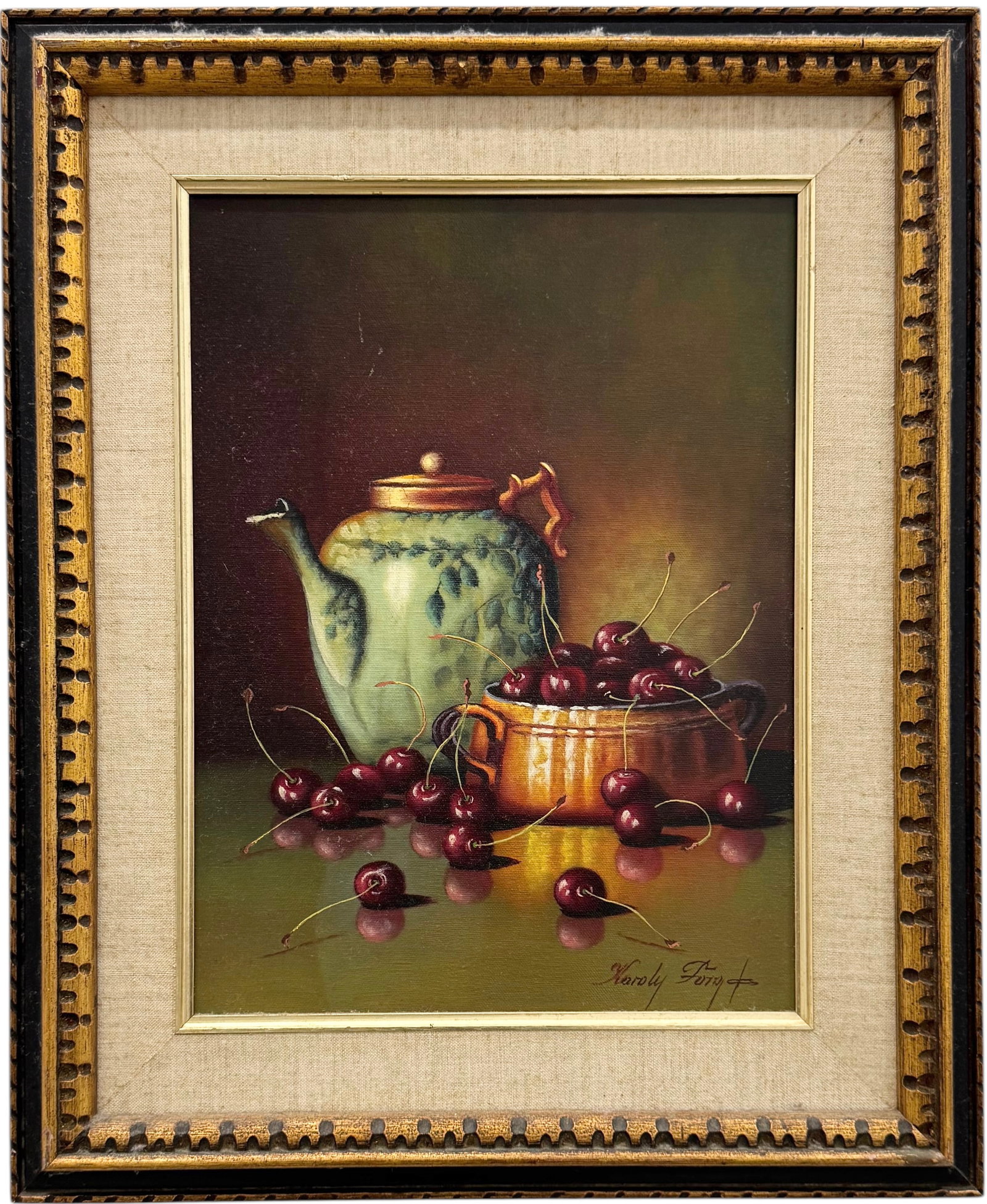 KAROLY FORGO (20th c, Hungarian American) Still Life: Oil painting on canvas 12 x 16 in, 20 x 24 in (framed). Domestic Flat Shipping Price: $55