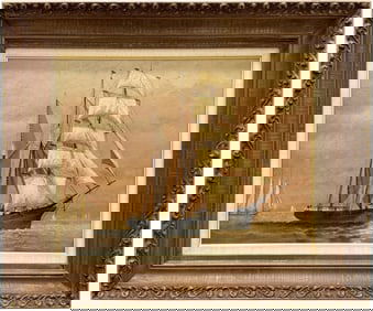 Early 20th Century American School Seascape With Clipper Ship