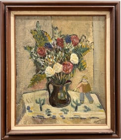 MORTIMER BORNE (1902–1987, Polish American) Still Life, Flowers In A Vase