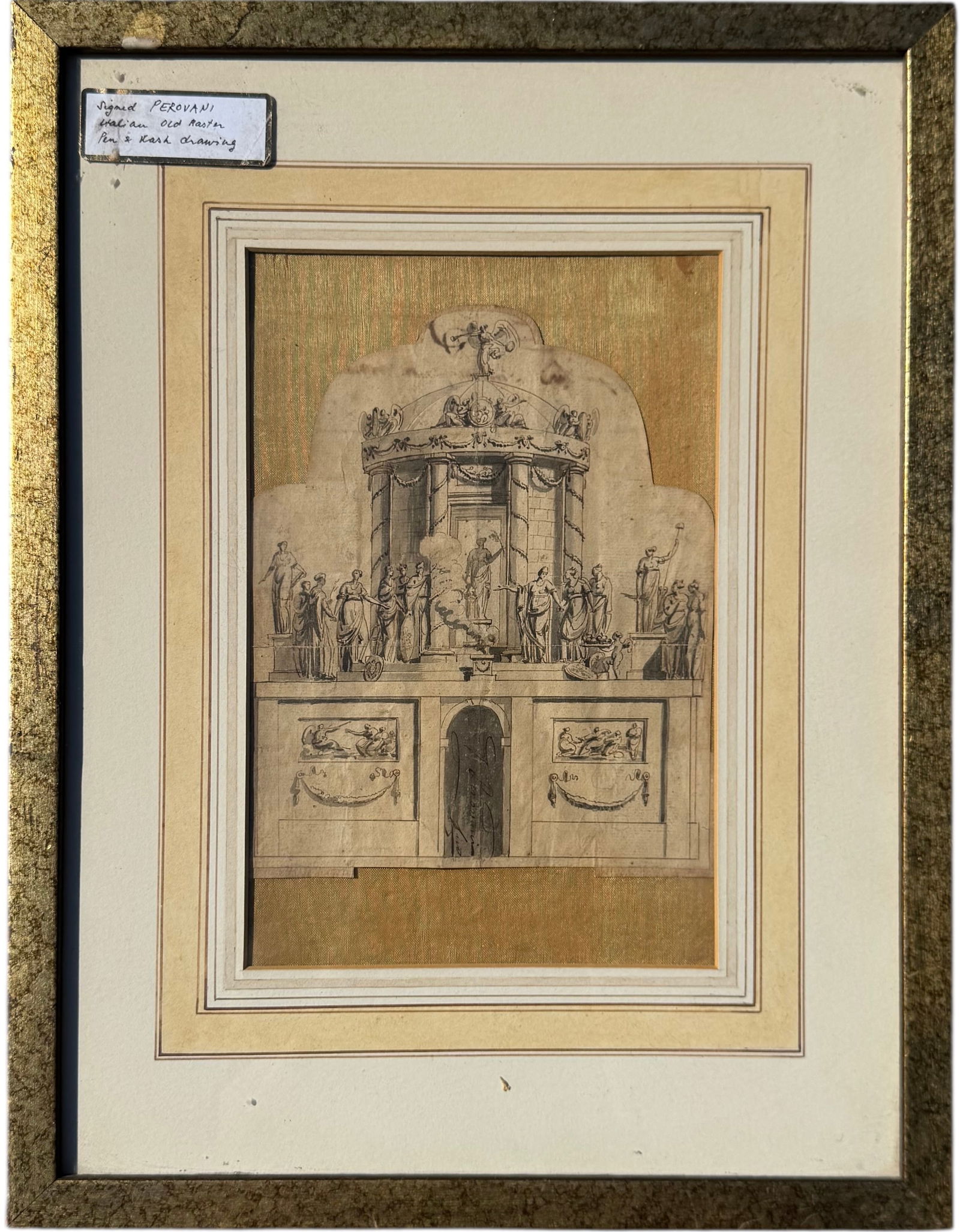 Italian Old Master Pen & Ink Drawing Signed PEROVANI (1 of 4)