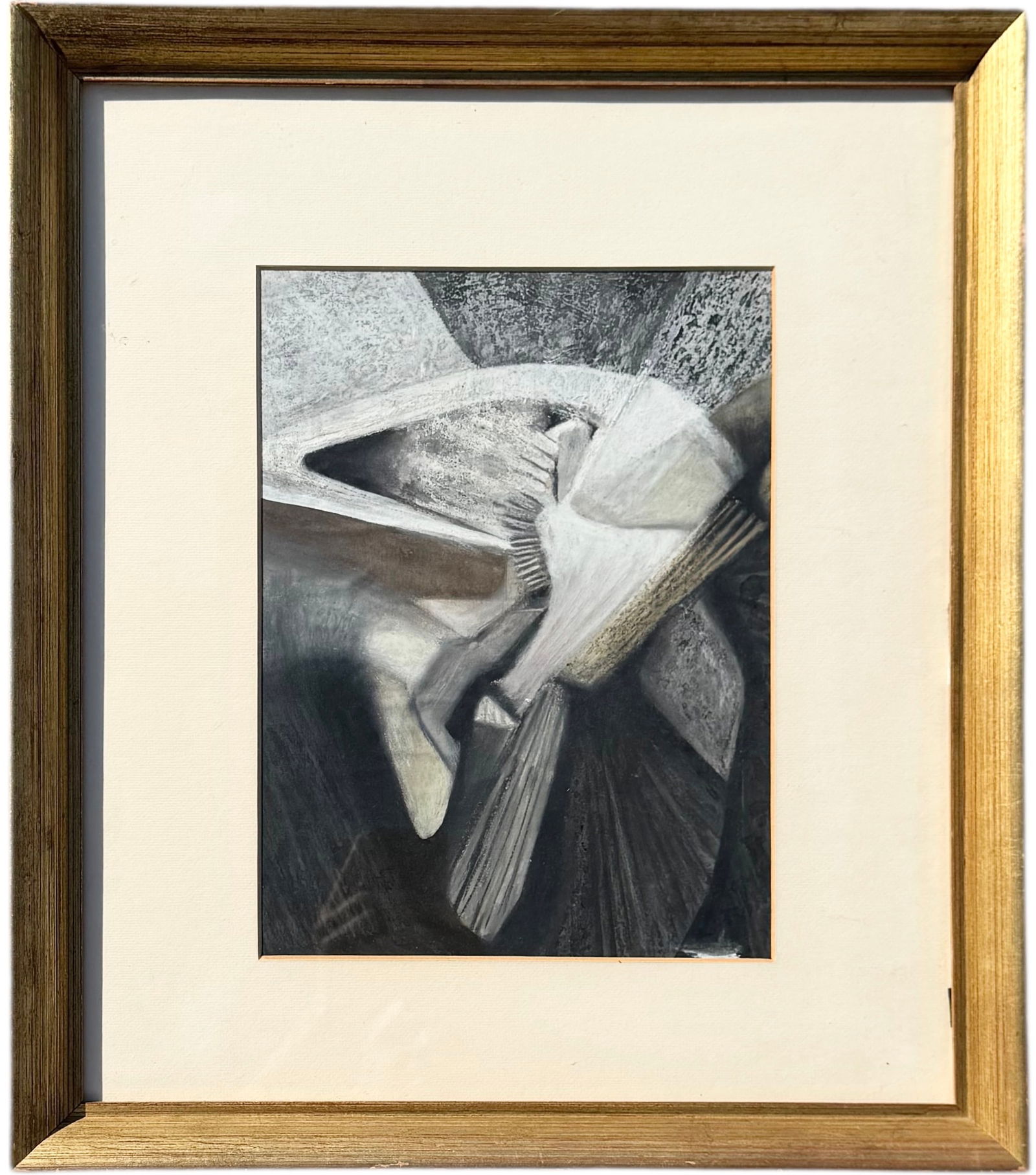 Nicely Framed Mid-Century Black & White Abstract Painting (1 of 3)