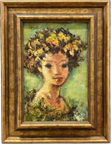 BORIS SIMON (20th c, French) Modernist Portrait