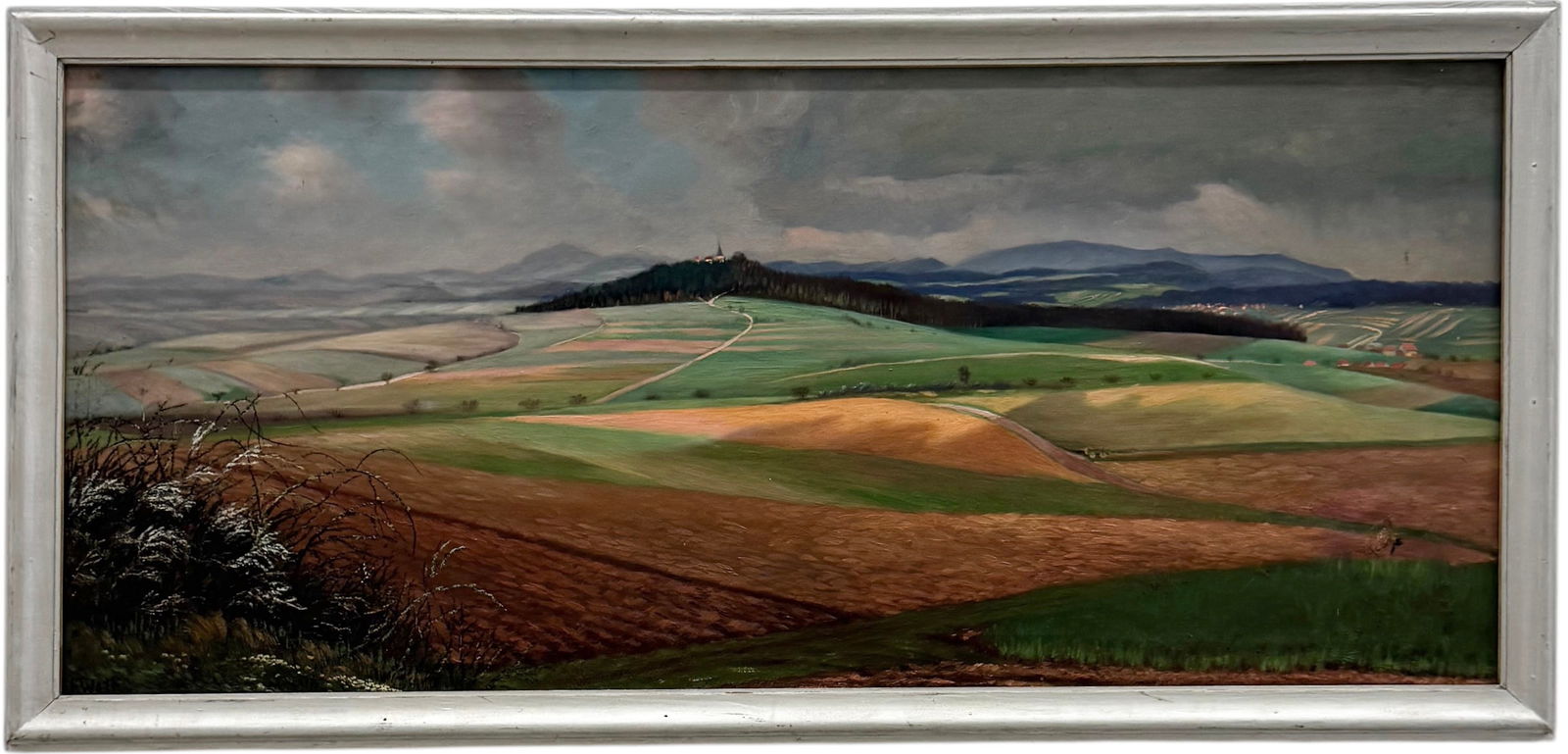 Large German School Vista Rural Landscape Signed Oil Painting On Canvas (1 of 7)