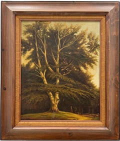 Early 20th Century American School Landscape With Tree Signed Oil Painting