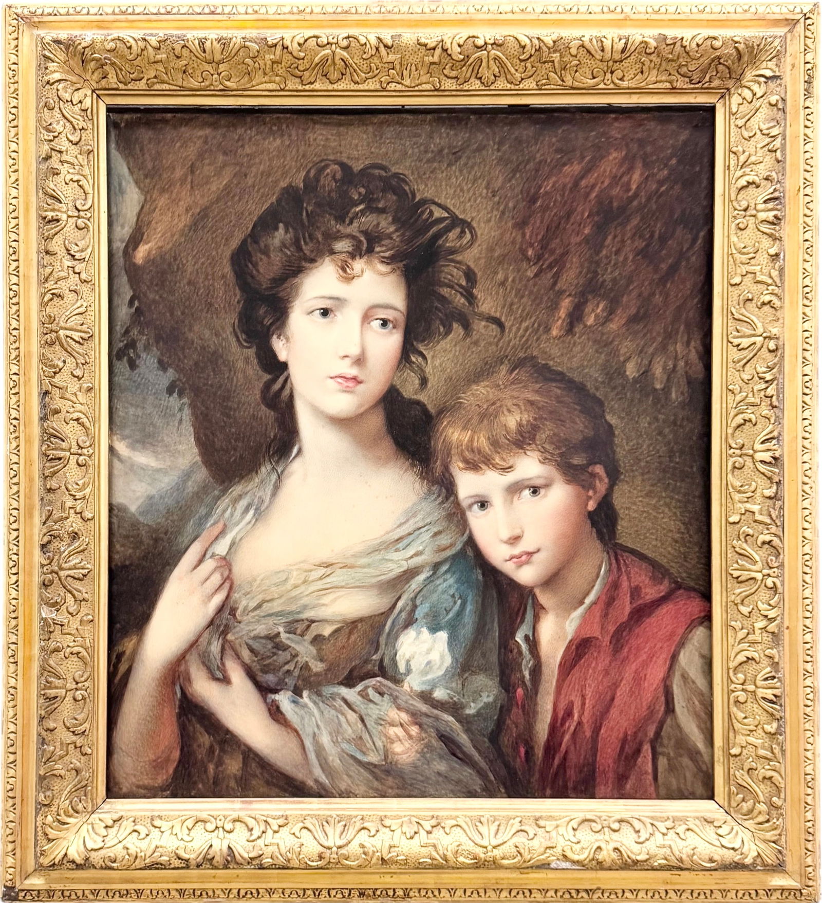 After Thomas Gainsborough, Original Dealers Copy, Ex Christies 1994, Watercolor: Watercolor 27 x 24 in, 35 x 32 in (framed). Museum quality gold R. DOLMAN. English frame. Domestic Flat Shipping Price: $130. Attached are emails about the work. There were two original dealer copies.