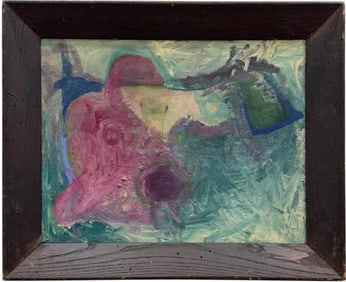 American Abstract Expressionist Fish Nicely Framed Oil Painting