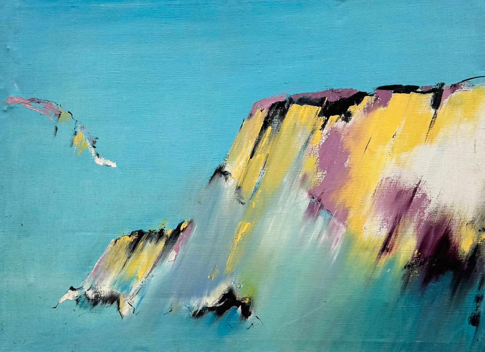 Large Vintage American Modernist Abstract Landscape Oil Painting On Canvas (1 of 4)