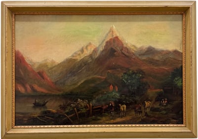 19th Century Continental School Landscape Oil On Canvas