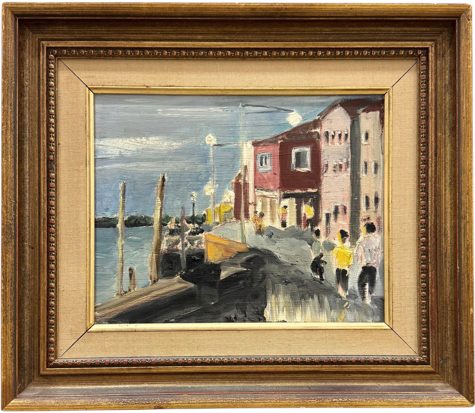 European School Impressionist Harbor Scene Oil On Canvas (1 of 3)