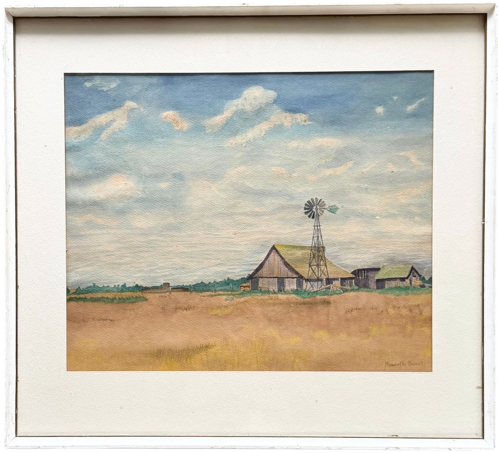 HENRIETTE BUNCH (20th c, American) Farm Landscape With Windmill (1 of 3)