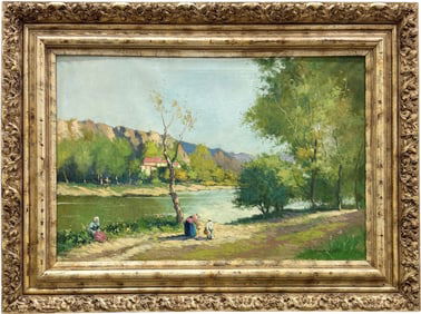 ENRICO VIZZOTTO ALBERTI (1880-1976, Italian)  Landscape With Figures