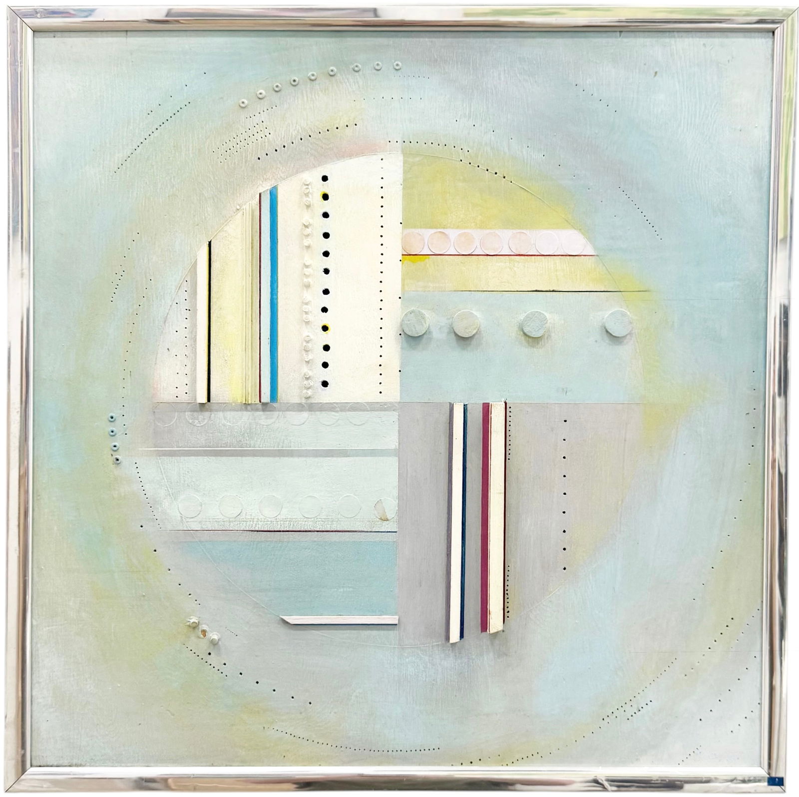 American Mid-Century Modern Geometric Abstract Wood Relief Signed Painting (1 of 3)