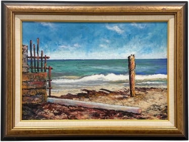 JORGE FERRERO Cuban Beach Landscape Signed Oil Painting