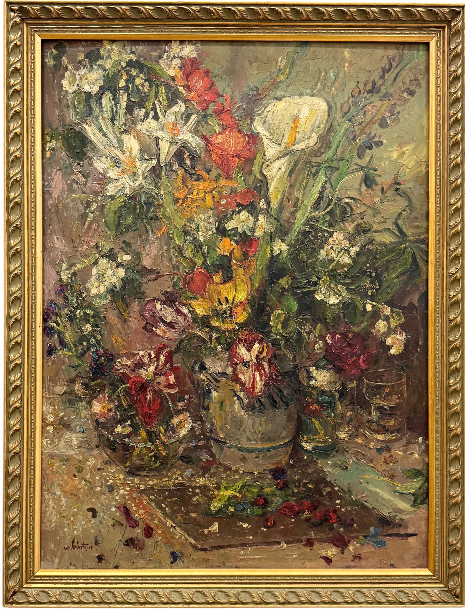 Early 20th Century Impressionist Still Life Of Flowers Signed Illegibly (1 of 3)