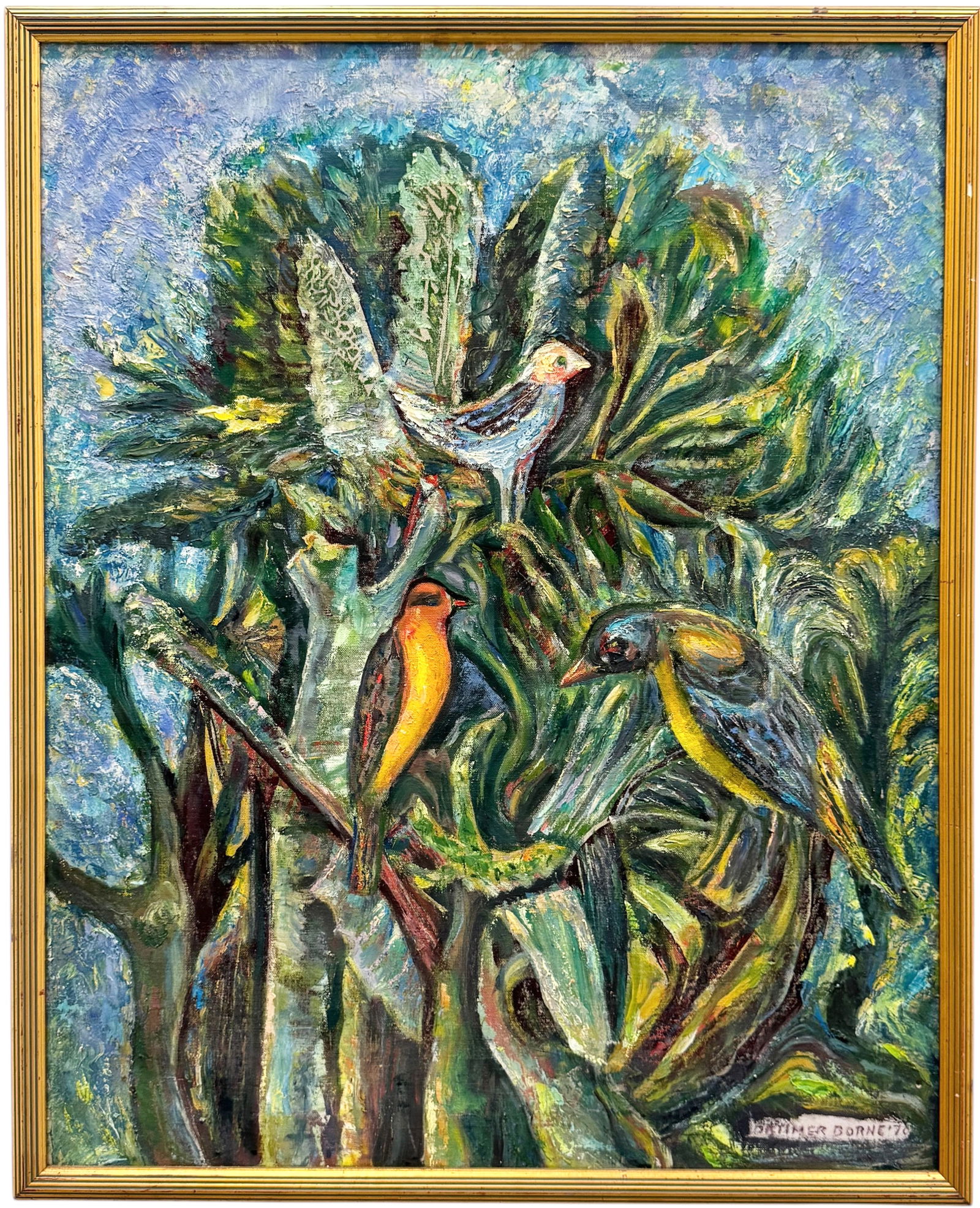 MORTIMER BORNE (1902–1987, Polish American) Birds In A Tree (1 of 4)