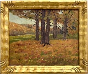 BEN FOSTER (1852-1926, American) Impressionist Forest Landscape, Great Frame
