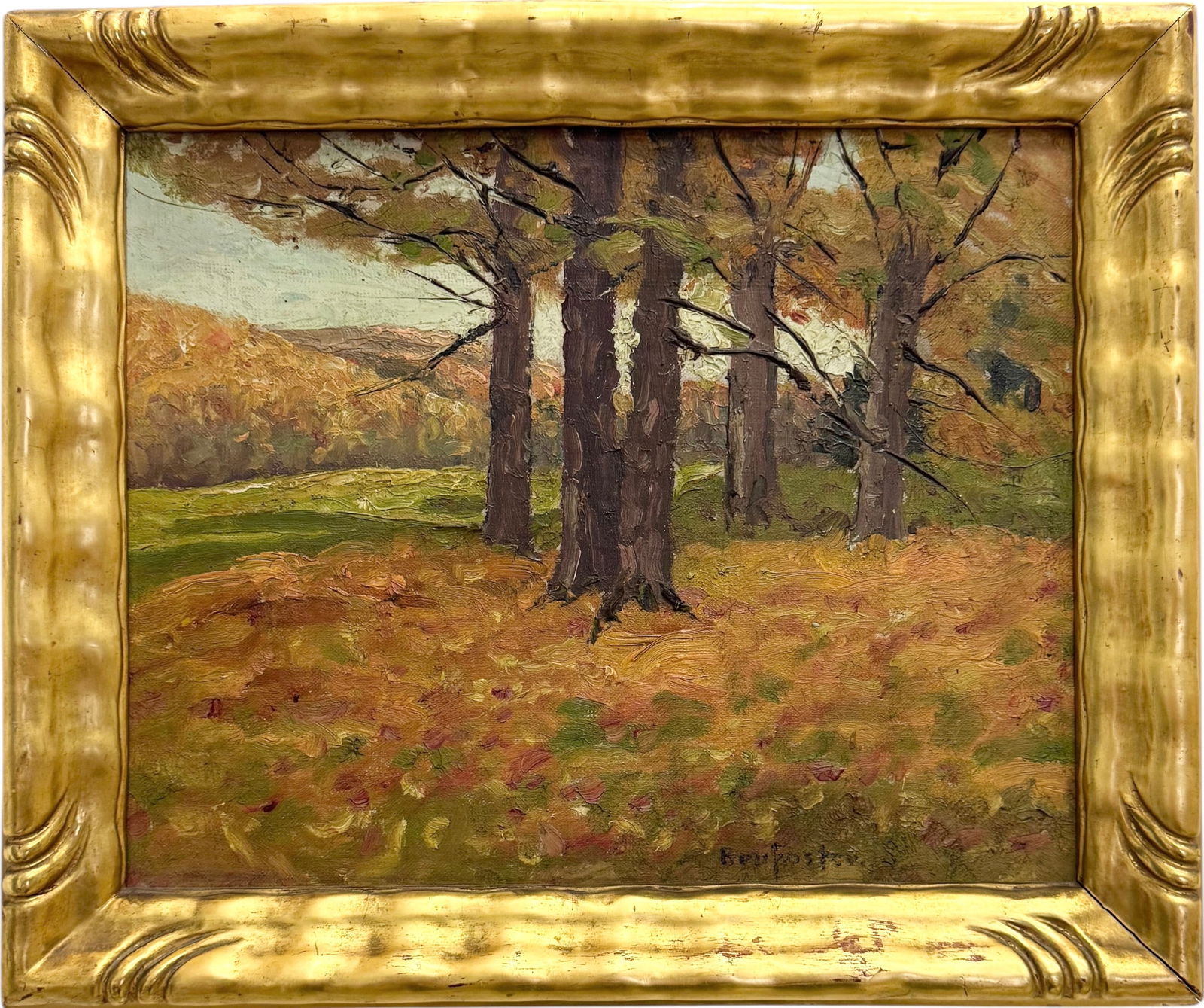 BEN FOSTER (1852-1926, American) Impressionist Forest Landscape, Great Frame (1 of 3)