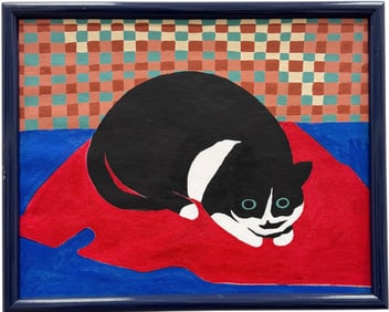 BARBARA SANTA COLOMA (20th c, American) Modernist Cat 1975