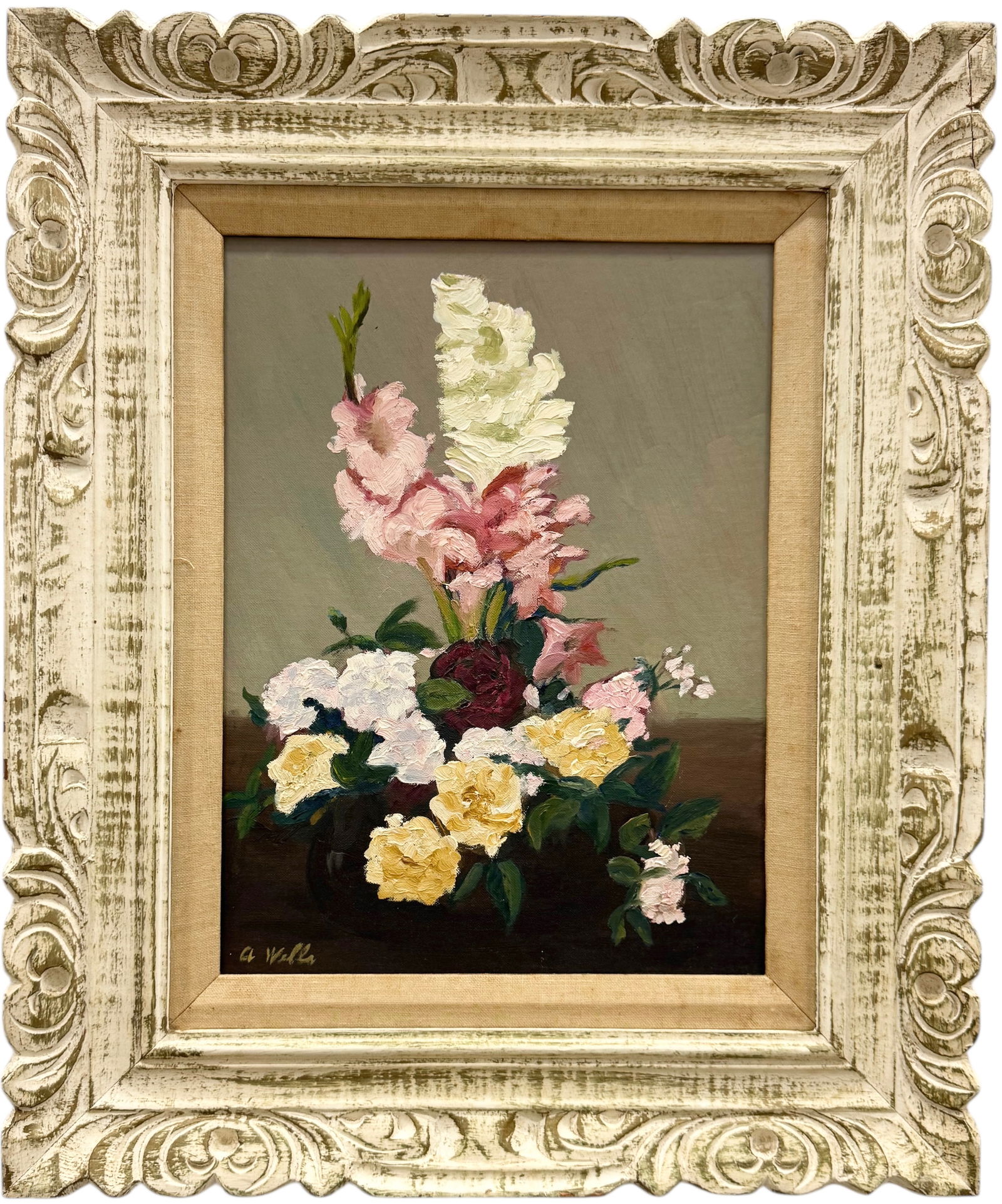 Nicely Framed Early 20th Century Floral Still Life Signed Oil Painting (1 of 3)