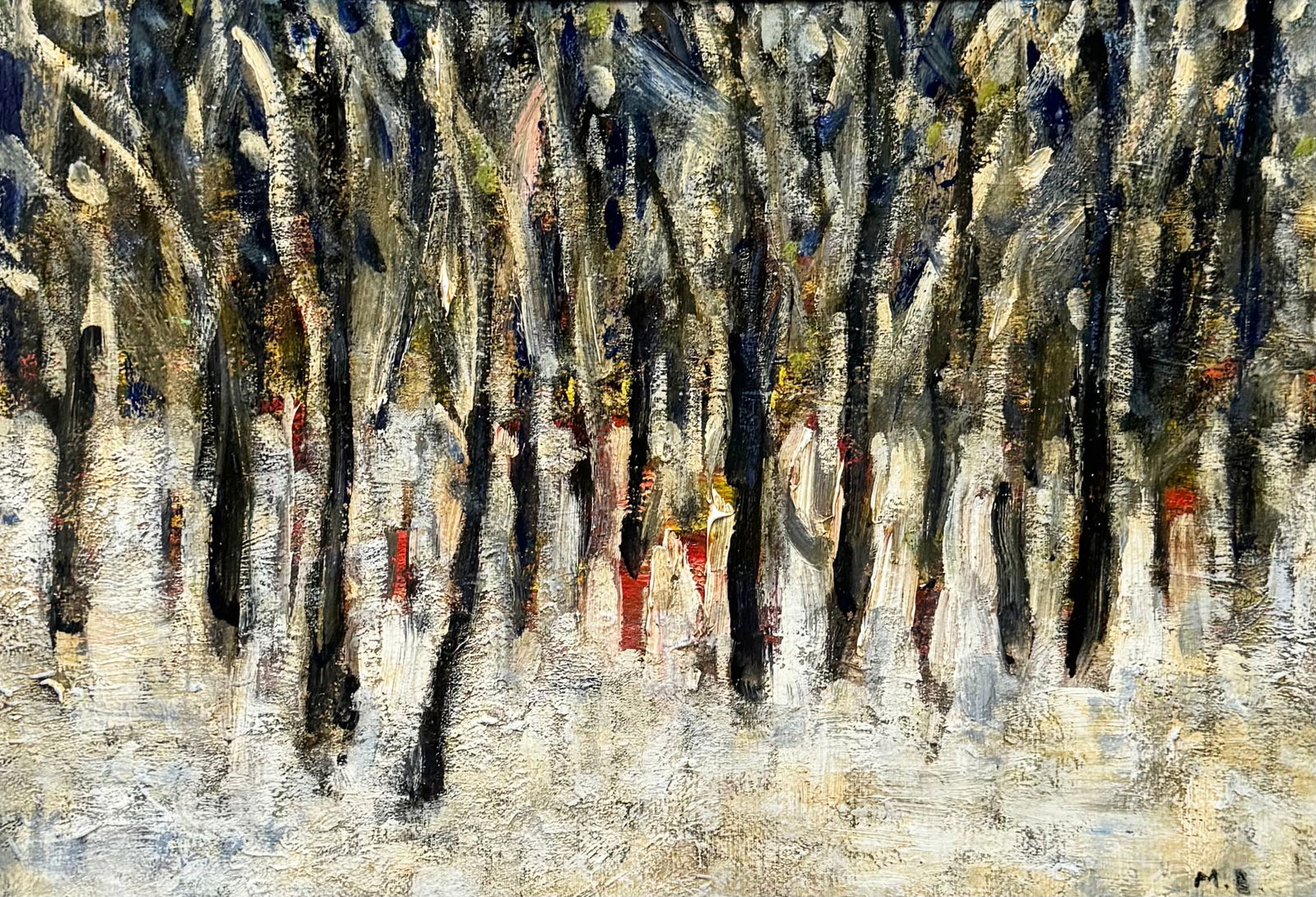 BRANKO MARIC (20th c,Croatian) Modernist Landscape: Acrylic on paper 27 3/4 x 20 in. Domestic Flat Shipping Price: $55