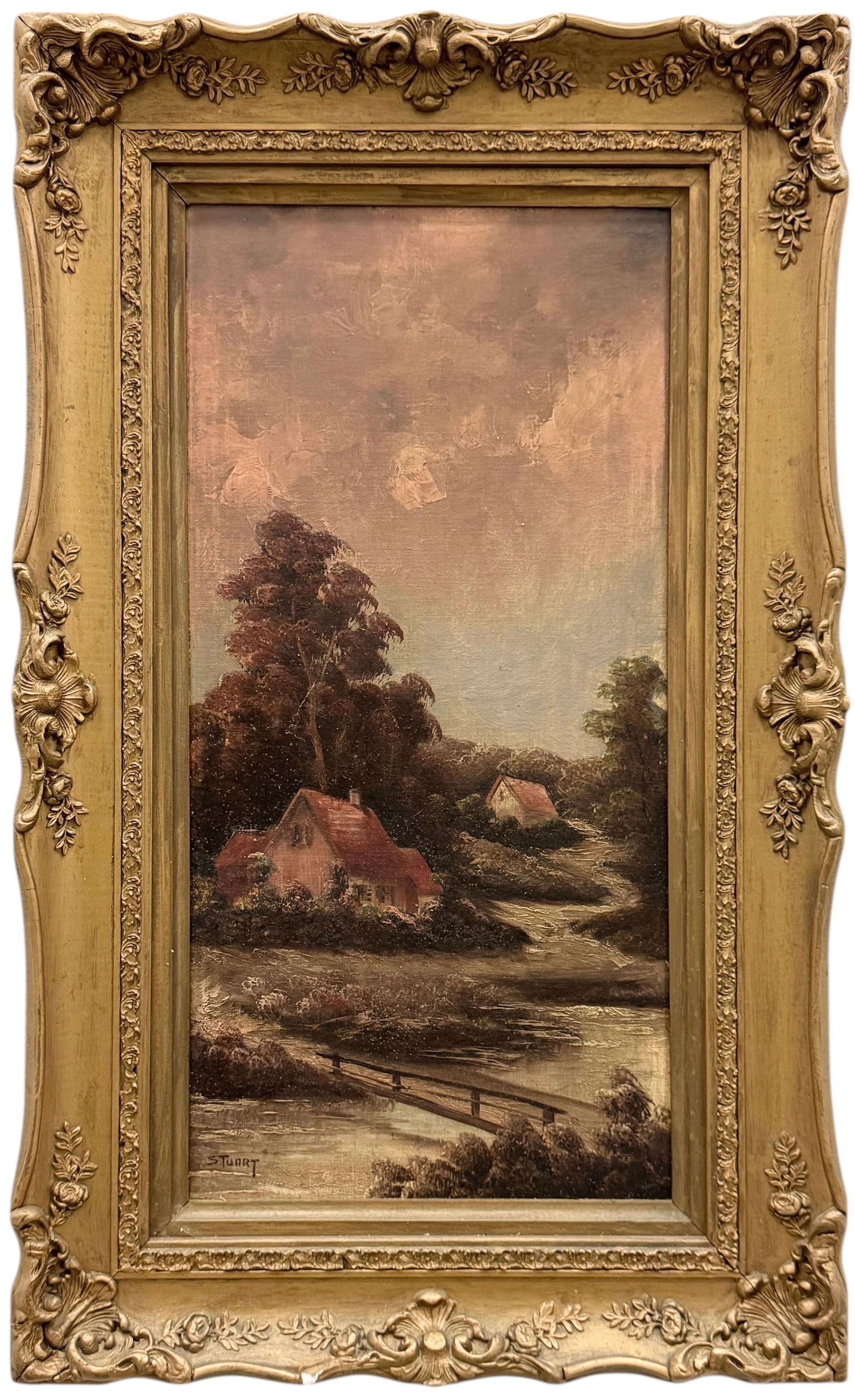 Nicely Framed Early 20th Century Landscape Painting Signed Stuart (1 of 3)