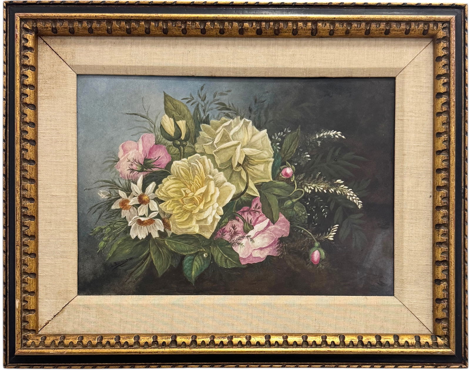 19th Century Signed Floral Still Life Painted On Porcelain (1 of 3)