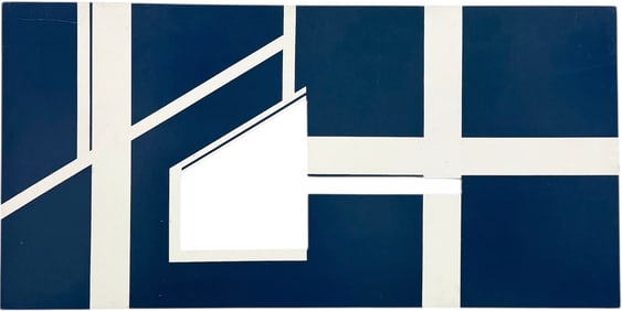 Hard Edge Geometric Abstract Painting Signed & Dated Verso