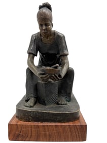 Mexican School Modernist Bronze Signed Casteneda