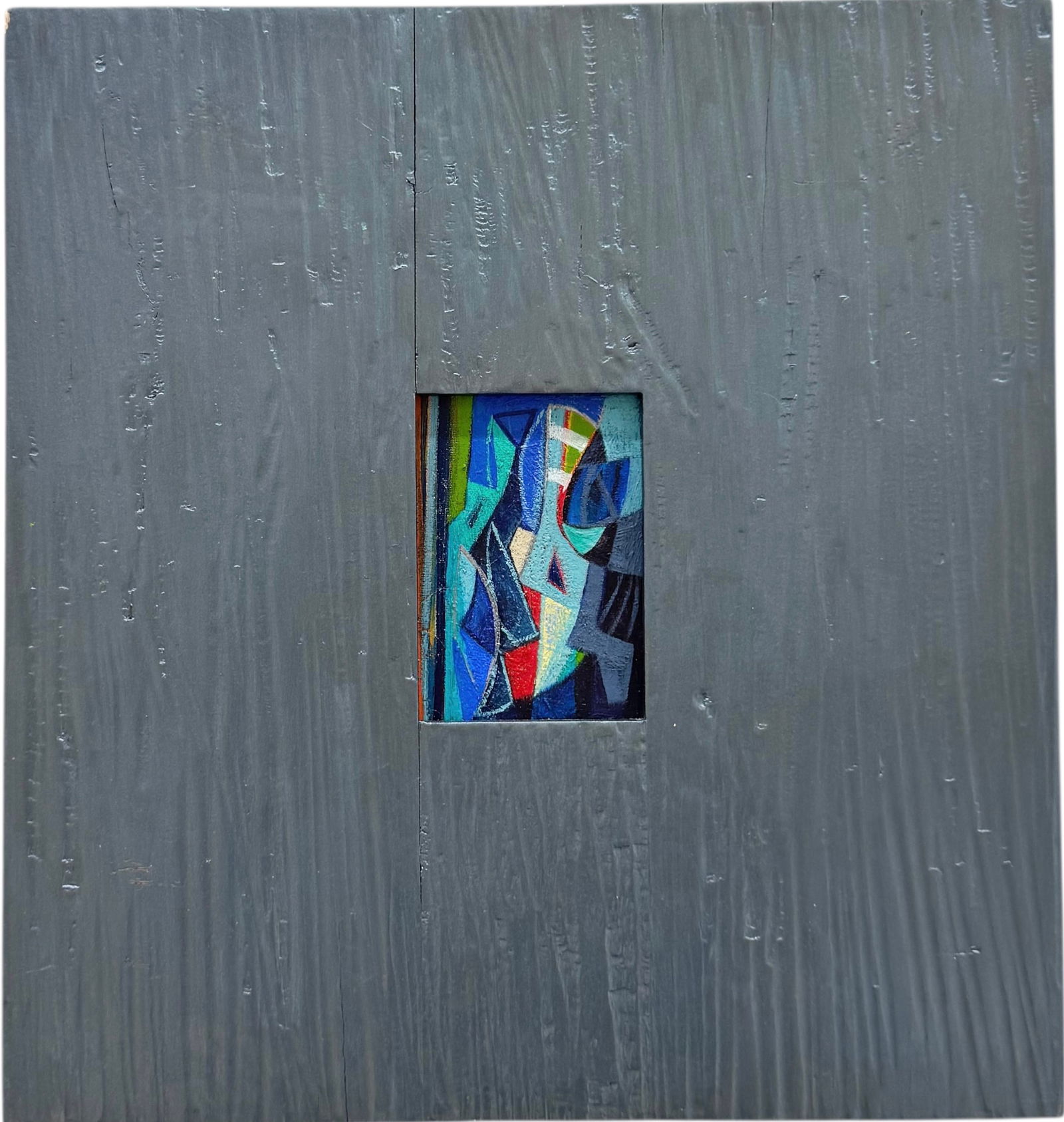 Cubist Abstract Painting In Oversized Painted Wood Frame (1 of 3)
