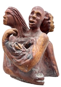 ROBERT MCKNIGHT Carved Wood Florida Mahogany Figural Abstract Sculpture