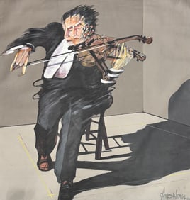 JOSE MARIO ANSALONE (b. 1943, Argentina) Monumental Surrealist Violinist