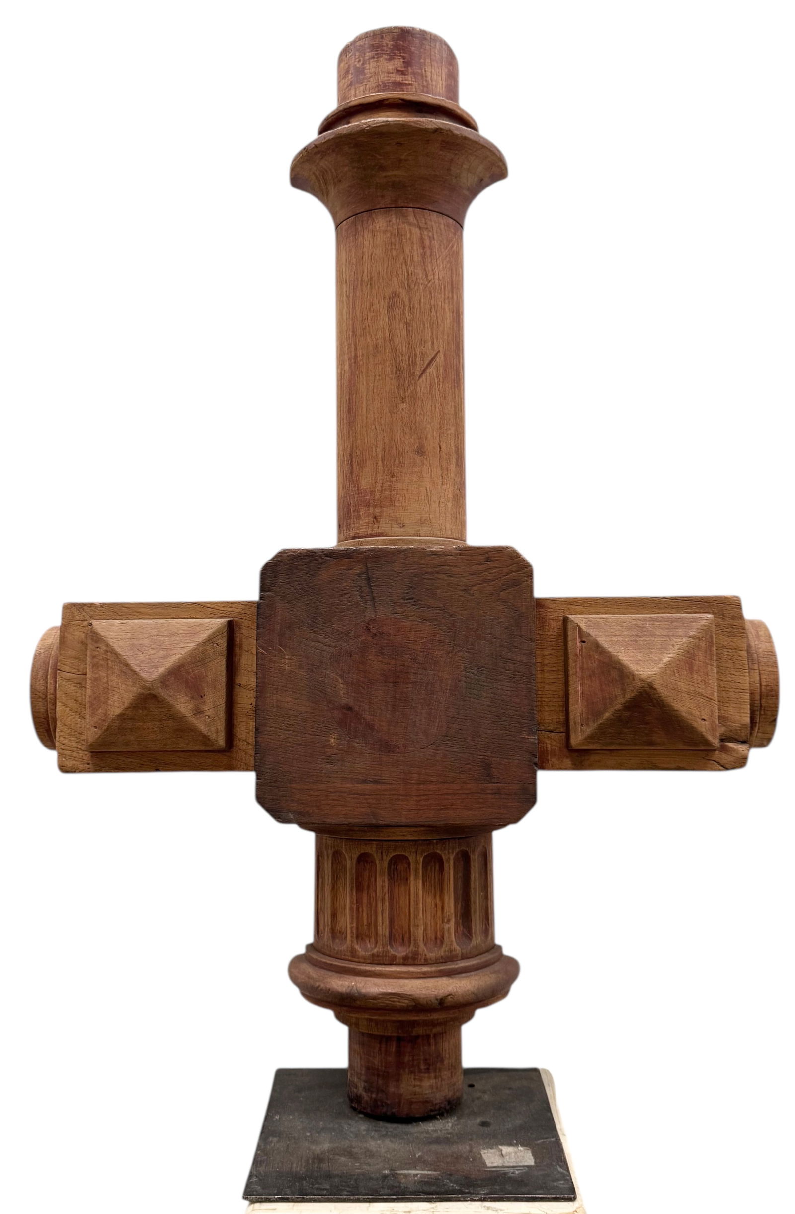 Large Early Modernist Wooden Cross Sculpture, Unknown Origin (1 of 4)