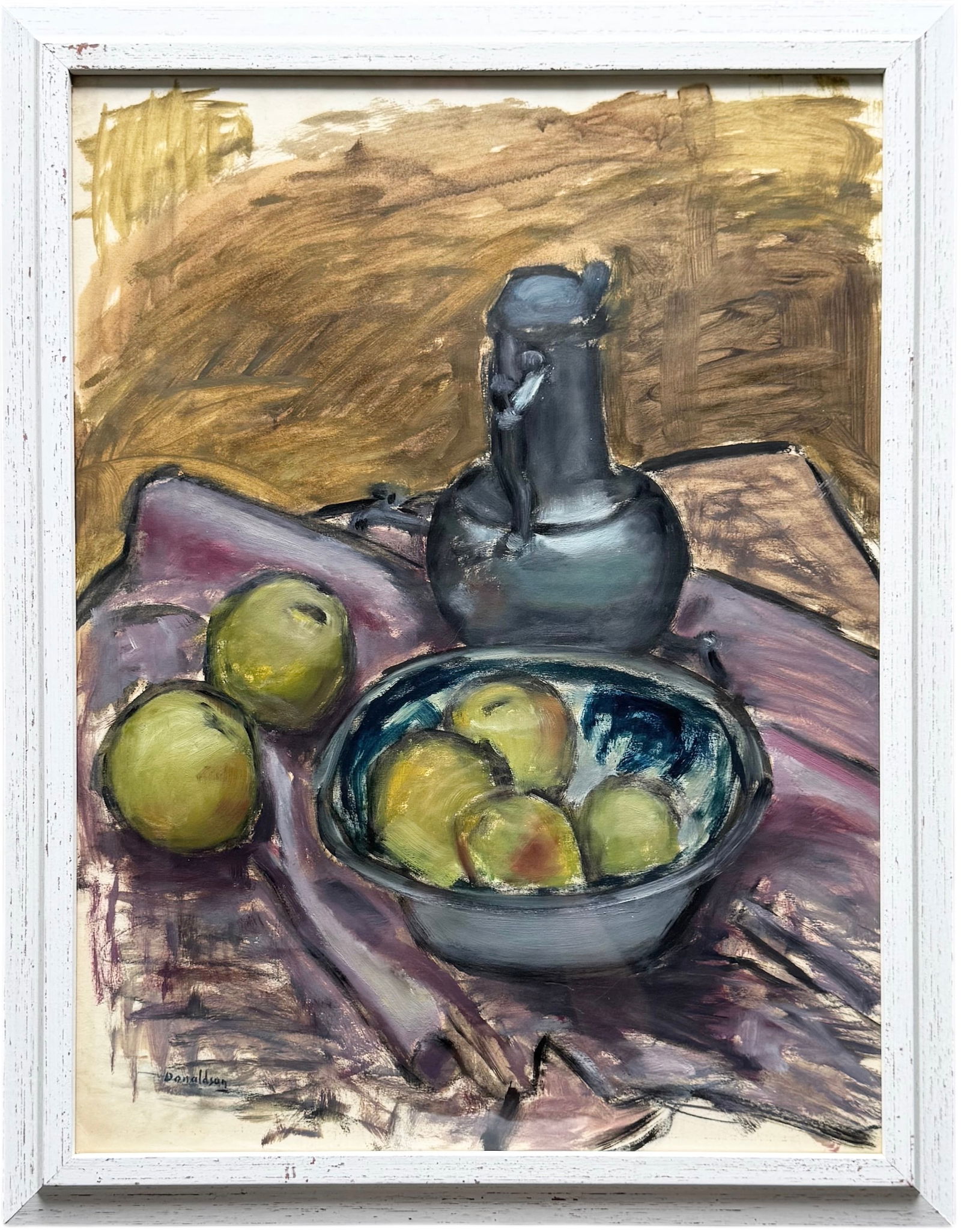 Nicely Framed American Modernist Still Life Of Apples Signed Oil Painting (1 of 3)