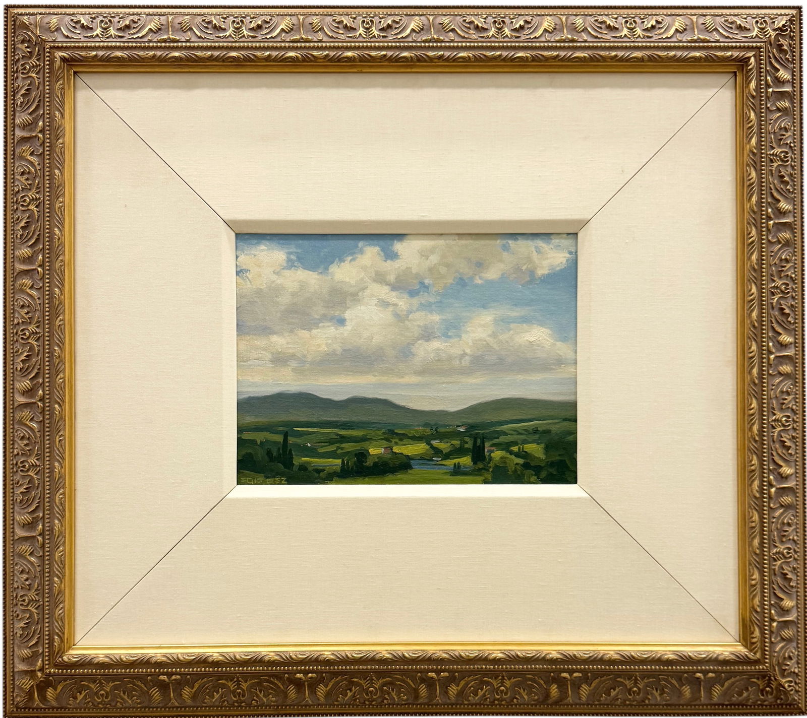 J THOMAS SOLTESZ (b. 1955, American) California Impressionist: Oil on board 12 x 9 in, 28 x 25 in (framed). Domestic Flat Shipping Price: $80