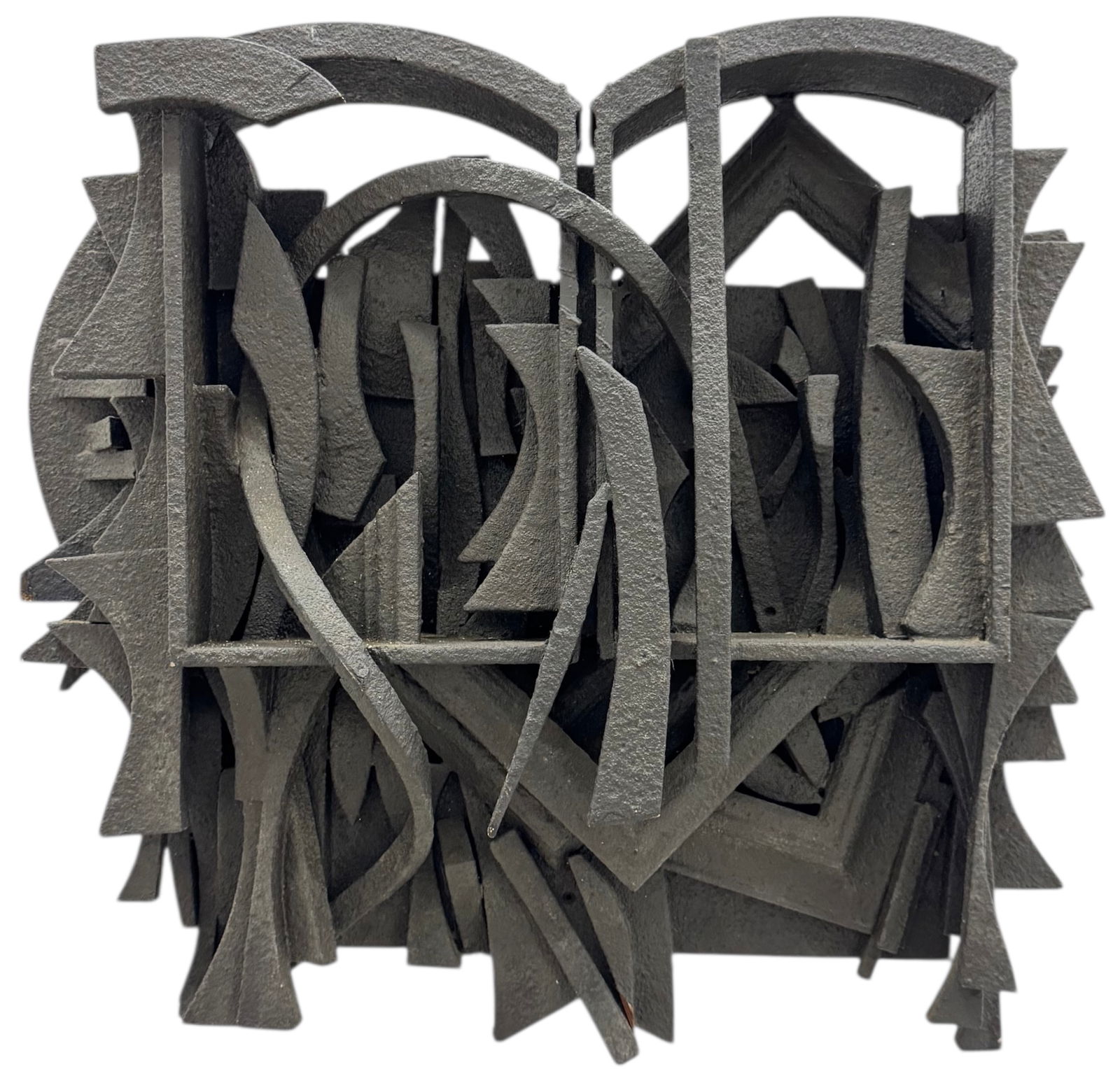 ROBERT MCKNIGHT Painted Wooden Constructivist Abstract Wall Assemblage: Size 28 x 24 1/2 x 6 in. Domestic Flat Shipping Price: $130