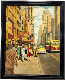 DAVE MILTON (20th c, American)  1950's New York City Street Scene Of 5th Aveneue