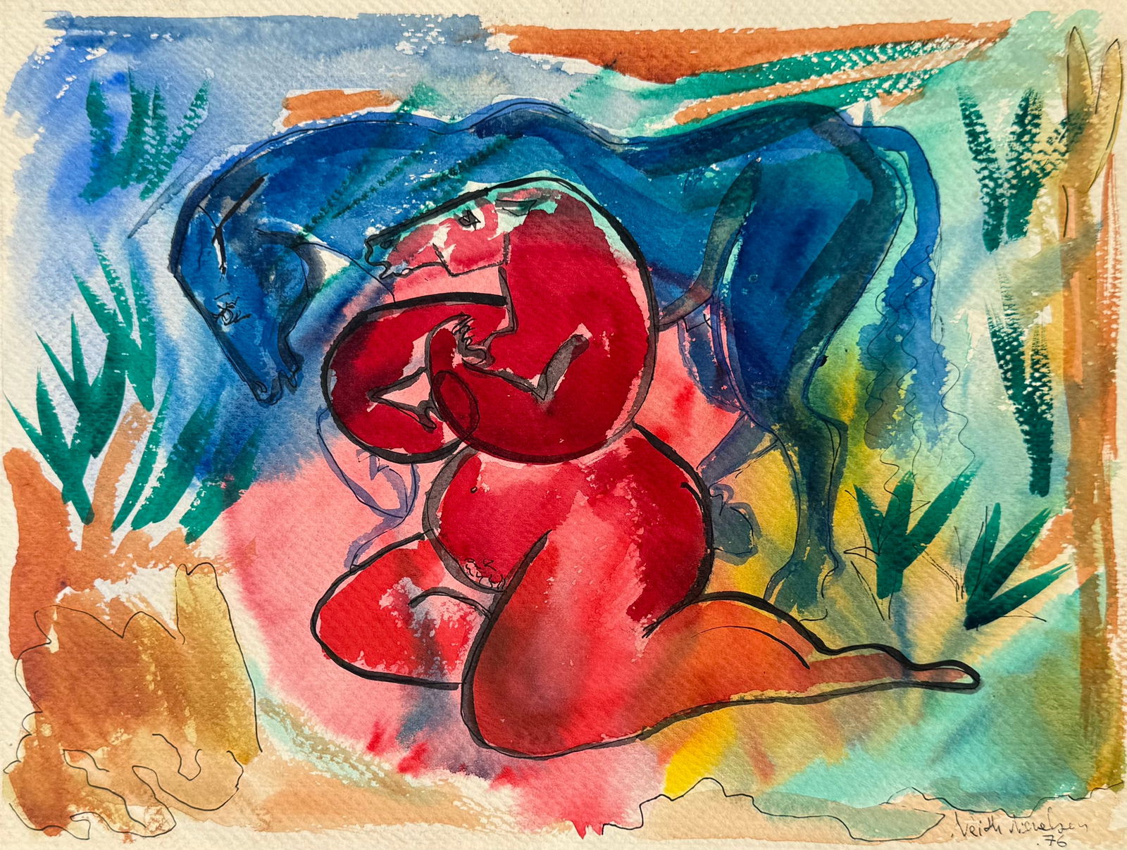 NEITH NEVELSON (b. 1946, American) Abstract, Florida Artist: Watercolor on paper 15 x 11 in. Domestic Flat Shipping Price: $35