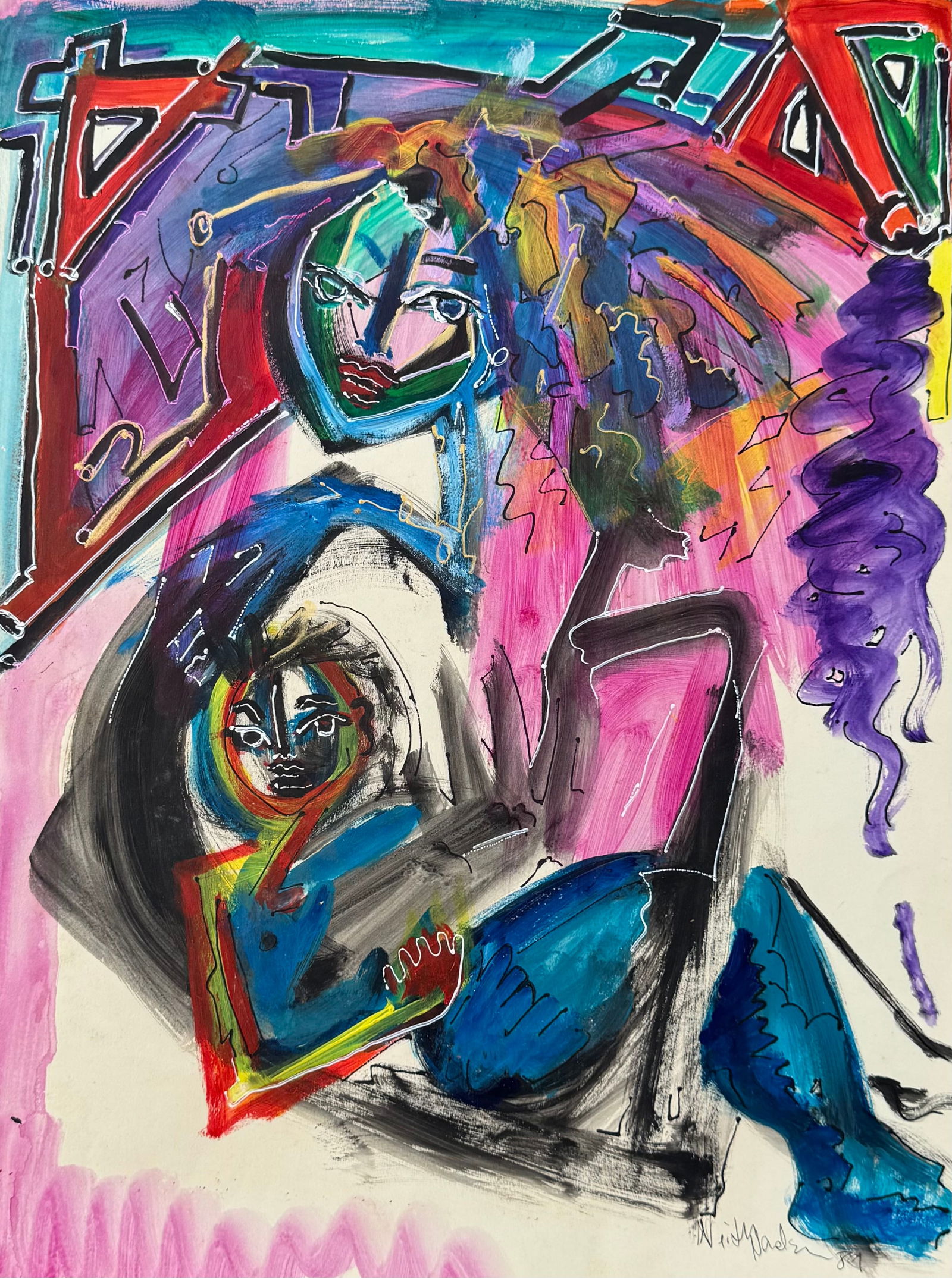 NEITH NEVELSON (b. 1946, American) Abstract, Florida Artist: Mixed media on paper 24 x 18 in. Domestic Flat Shipping Price: $45