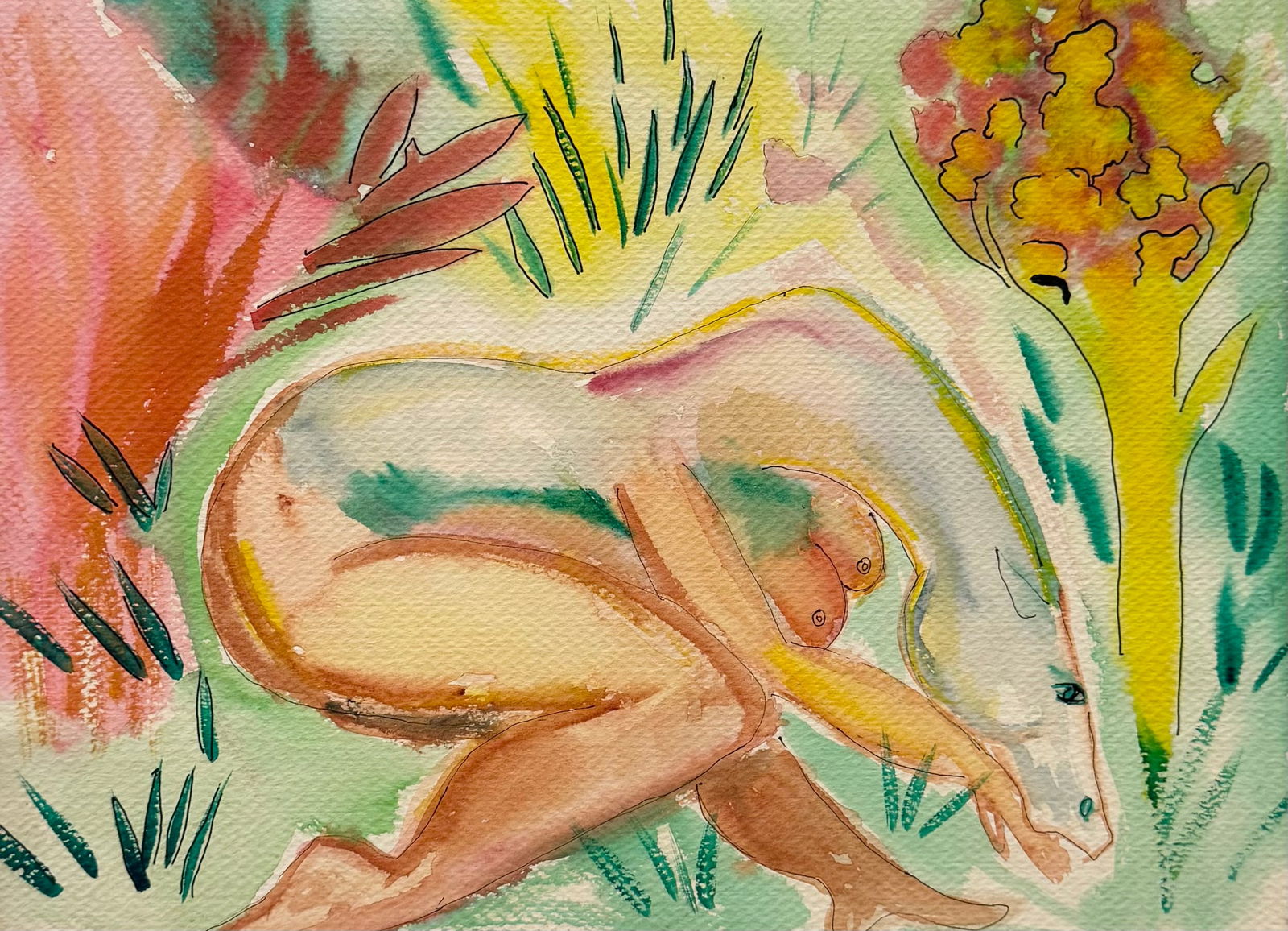 NEITH NEVELSON (b. 1946, American) Abstract, Florida Artist: Watercolor on paper 15 x 12 in. Domestic Flat Shipping Price: $45