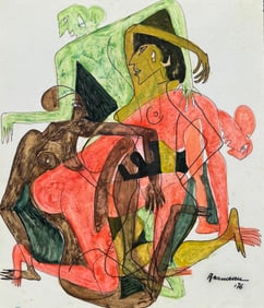 GEORGETA GIGI ARAMESCU (1910-1994, Romanian American) Cubist 1976