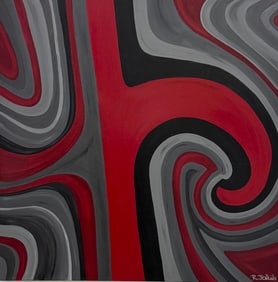 Large Contemporary American Abstract Painting Signed R Jenkins