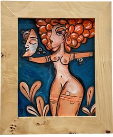 Contemporary Naive Nude Abstract Signed Painting