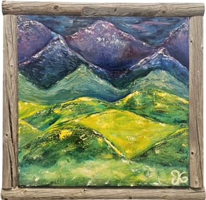 Vintage Expressionist Southwestern Mountain Landscape Signed With Monogram