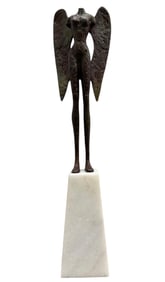 Large, heavy Imposing Bronze Modernist  Angel Sculpture