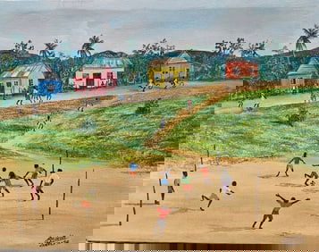 "Rural Jamaica"  Priory, St Ann Primitive Jamaican Folk Art Painting