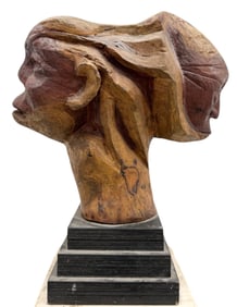 ROBERT MCKNIGHT Carved Wood Florida Mahogany Figural Abstract Sculpture